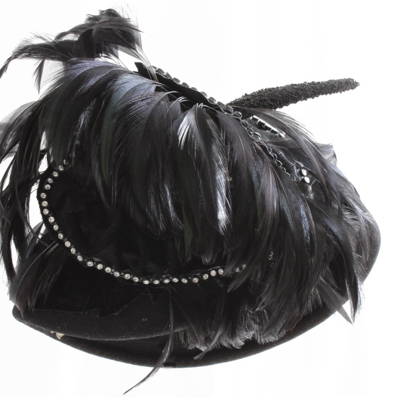 Jack McConnell Hat Wool & Feather Clochette Vintage Fascinator Designer HTF Rare main image 7